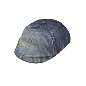 Promotional custom denim beret washed newsboy unisex ivy cap hat for adult