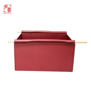 Pu Leather customized red color for household Square Storage Basket