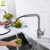 QIOIO Stainless steel 304 brushed sink single handle two functions sprayer pull out kitchen faucet