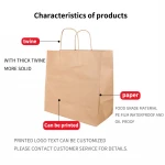 Recyclable import kraft white food paper bag with twisted handles or not logo printing is supported take away bag with low MOQ