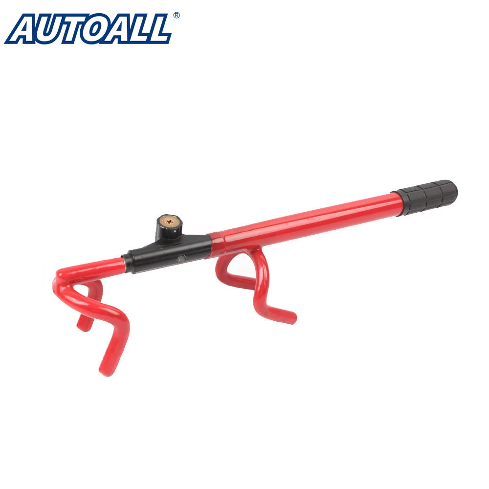 Red color, Universal Security Anti Theft Retractable Heavy Duty Car Steering andgear Wheel Lock