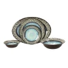 Retro glazed luxury plates bowl sets ceramic porcelain like stone crack design OEM melamine plates sets dinnerware for sale