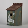 Retro Painted Bird House, Wooden Bird Nesting Box