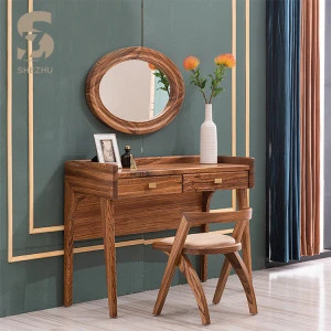 Round Mirror Modern Silver Dresser with Mirror Stool Set Furniture Bedroom Dressing Table