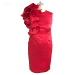 RSE894 Wholesale Plus Size Sleeveless Ruffle Shoulder Short Knee-Length Red Party Cocktail Dress For Fat Women