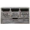 Rustic Brown Torched Wood Finish Desktop Office Organizer Drawers/Craft Supplies Storage Cabinet