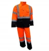 Safety Class 3 Rain suit W/Jacket Pants High Visibility Reflective Black Bottom