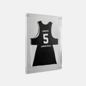 Sandwich Plexiglass Football Baseball Basketball Jersey Frame Wall Mounted Acrylic T Shirt Display Cases with 6 Standoffs
