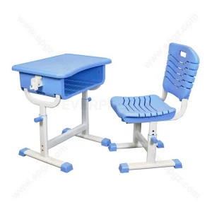 School Classroom Student Height Adjustable Plastic Single Desk and Chair