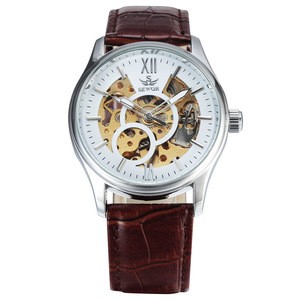 SEWOR 001 BRAND design leather skeleton man male sport clock business automatic mechanical self wind fashion wrist luxury watch