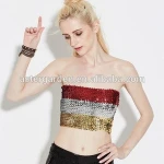 Sexy Sequin Performance Wear Wrap chest belly dance dancing dress Prom Paillettes Dress