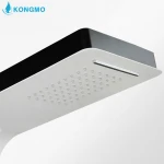 Shower Panel System in Stainless Steel with Rainfall Waterfall Shower Head and Hand Shower Wand with shelf