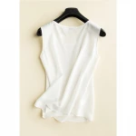 Silk T shirt womens plain color casual vest 2021 summer new top sleeveless loose undershirt with OL vest