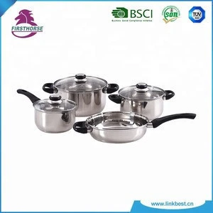 SKU cookware stock 7pcs cooking set stainless steel kitchen cookware set with frying pan LB-01-7S