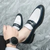 Slip-on Business Mens Formal Shoes Size 38-46 Men Shoes Black White Men Loafers Pu Leather Dress Shoes