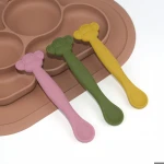Solid Color BPA Free Eco-friendly Shape Chewing Silicone Baby Training Spoon