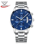 South America Watch Factory Wholesale NIBOSI #2309 Mens Black Stainless Steel Quartz Watch with 3 Small Dial Function