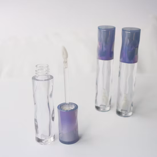 Rainbow PETG Metallized Wave Shape Empty Lipgloss Container Plastic Lipgloss Tube