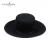 Import Spring And Autumn High Quality Ladies Reddish Brown Wool Felt Wide Brim Flat Top Hat With Ribbon from China