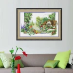 Spring season idyllic scenery needle embroidery starter kits easy painting home decoration