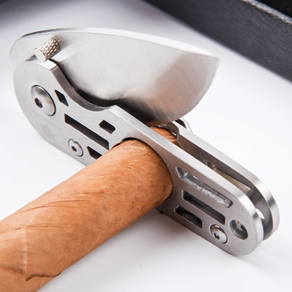 Stainless Steel Cigar Cutter Knife Pocket Travel Multifunctional Cigar Accessories With Cigar Punch Gifts For Man