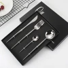 Stainless Steel flatware With Box Packing Hotel Black tableware 4 PCS mirror polish  Cutlery Set