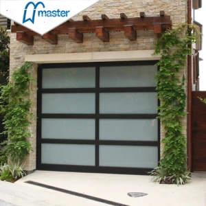 Strong And Durable Low Price Customized Black Frame Aluminum Garage Door With Frosted Glass For Building