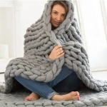 Super Chunky Merino Wool Braided Knit Blanket Throw