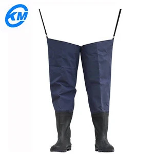 supply waterproof solid color and camo color hip fishing wader with rubber boots price