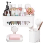 TAILI 3pcs Plastic Vacuum Suction Cup Shower Caddy Holder Bathroom Accessories