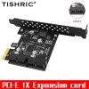 TISHRIC PCIE 1X USB3.0 GEN1 Expansion Card Dual Port 19pin Compatible with PCIE 1X/4X/8X/ 16X Card Slot Interface Motherboard