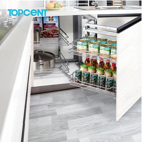 TOPCENT Magic Corner Two Layer kitchen cabinet accessories pull out basket