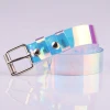 Transparent Women Belt Laser Holographic Clear Buckle Wide Waist Bands Female Plastic Belts