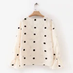 Trench polka dot v neck long sleeve shirts women casual daily blouse