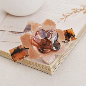 Unique Style Hair Accessories Cellulose Acetate Acrylic Camellia Flower French Hair Barrettes For Women