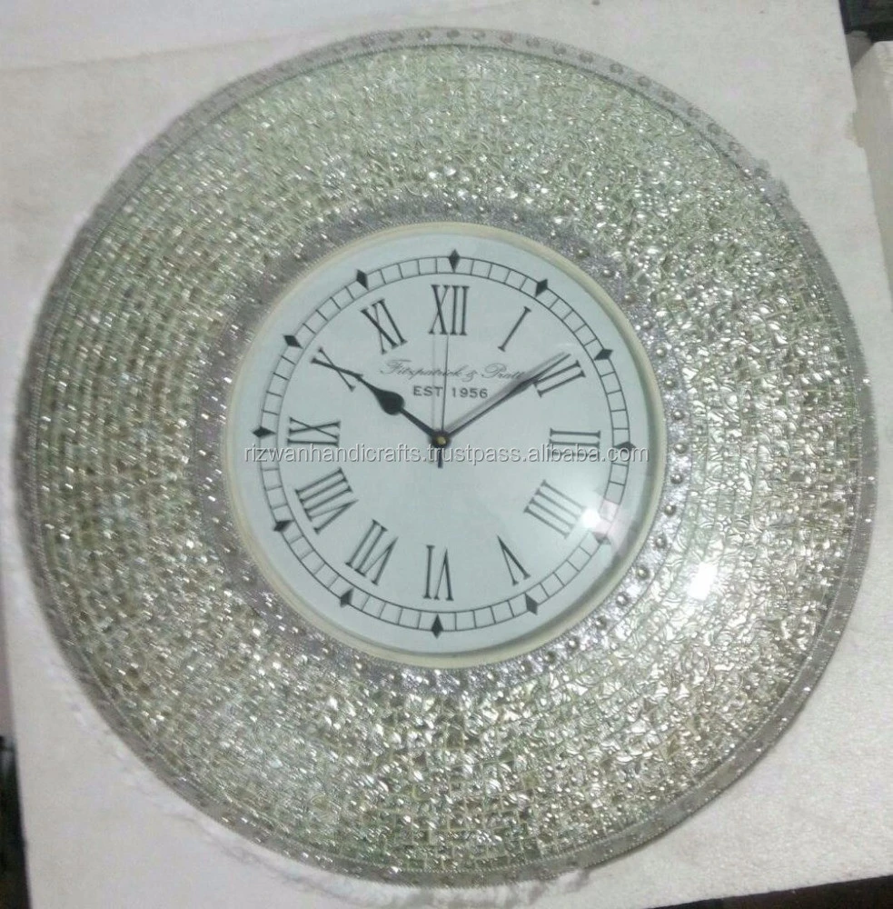 Uniquely Handmade Glass Mosaic Wall Clock.