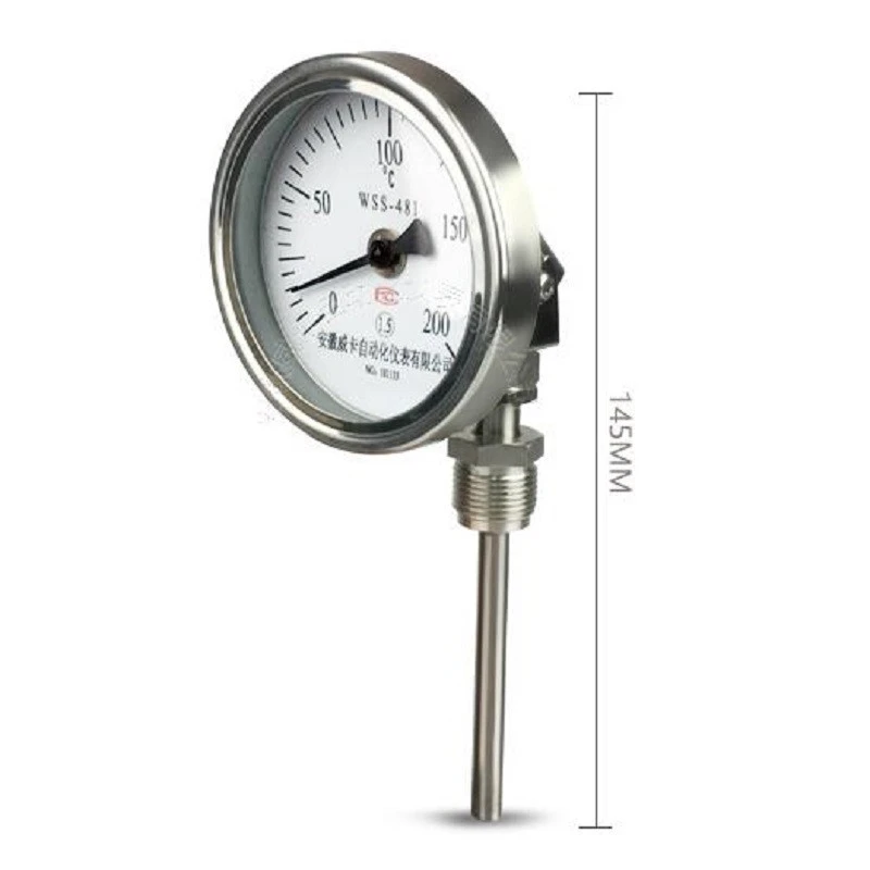 Universal Bimetallic Thermometer  Industrial Thermometer Used for Boiler Pipe Oven Measuring 0-100 200 300 400 500 600 degree