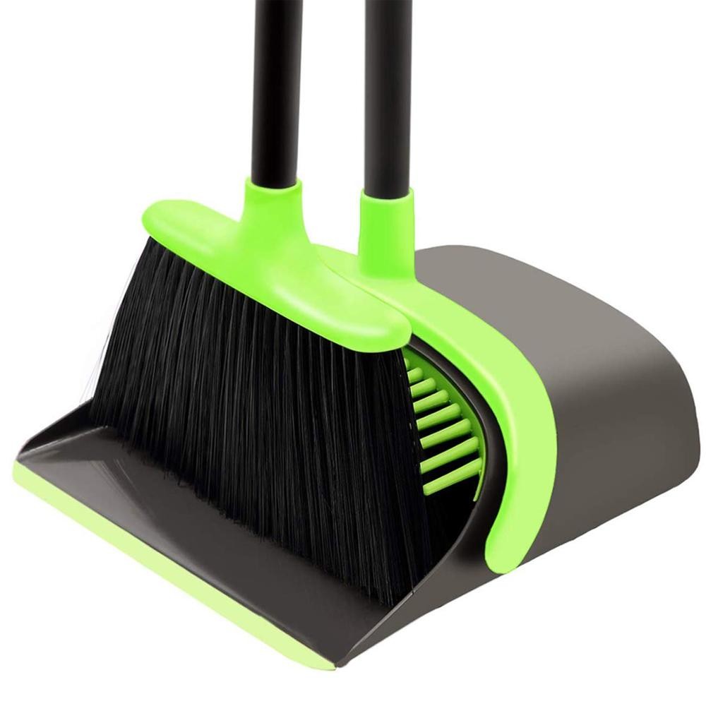 Upright Broom and Dustpan Combo with Long Extendable Handle Broom and Dustpan Set