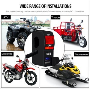 USB Car Charger Integrated With Light Switch DC12V For Motorcycle UTV ATV can be used to charge mobile phones tablets