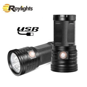 USB rechargeable LED Flashlight torch aluminum alloy led long shot king outdoor hunting searchlight with output function