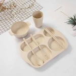 Wheat Straw Kids Dinnerware Set 6-Piece Children Tableware Set