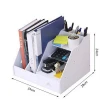 White Wood Desk Organizer with Drawer and Upright File sorters for Holding Books folders Supplies Accessories.