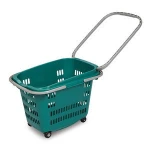 wholesale 100PCS grocery plastic rolling shopping basket on wheels