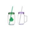 wholesale 16 oz Clear plastic mason jars with chalk board straw and lid