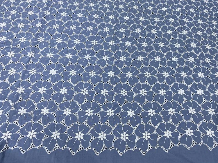 Wholesale 2020 High Quality Flower Linen Cotton Voile Embroidery Fabric