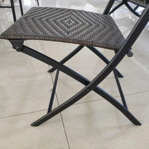 Wholesale 3PCS Bistro Set Wicker Rattan Outdoor Furniture Foldable Chair Steel Frame Garden Set