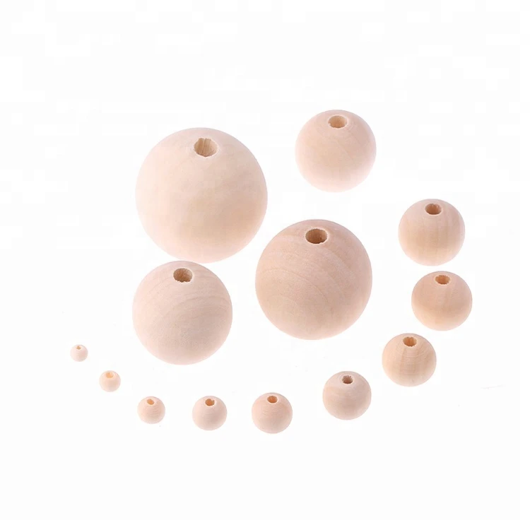 Wholesale 4 mm to 50 mm custom unfinished natural round wood beads Jewelry Making wooden beads 12mm