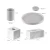 Import Wholesale 6 pcs white Marble stone with silver metal Bathroom accessory round set from China