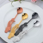 Wholesale Amazon 2021 Popular Mermaid Spoon Stainless Steel Rose Gold Teaspoon Metal Coffee Spoon