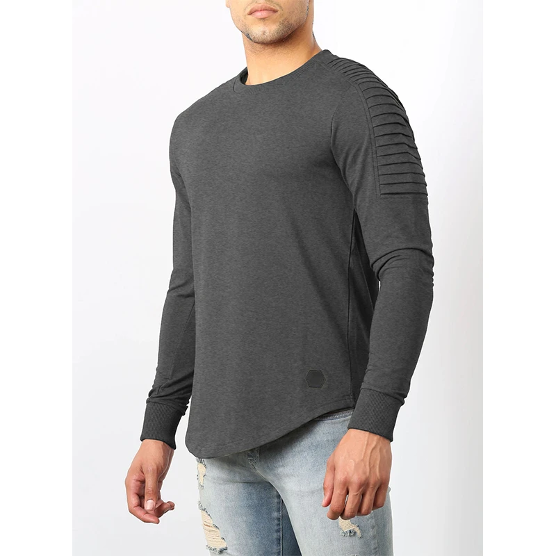 Wholesale Casual mens round collar long sleeve T-shirt